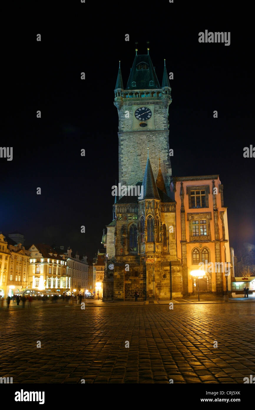 Das alte Rathaus bei Nacht, Tschechische Republik, Prag Stockfoto
