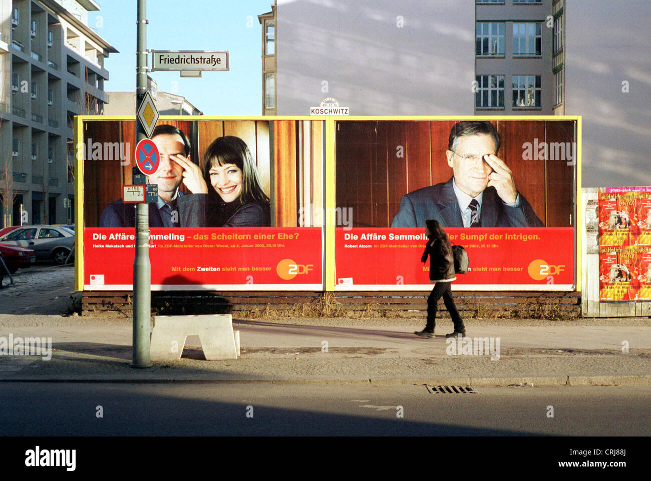 Plakat Werbung für das ZDF in Berlin-Mitte Stockfoto