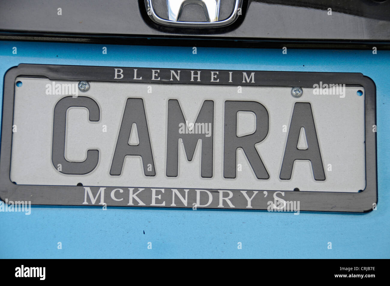 New Zealand persönlichen Kennzeichen. Dieses Auto gehört zu einem Mitglied der Kampagne für Real Ale - CAMRA Stockfoto