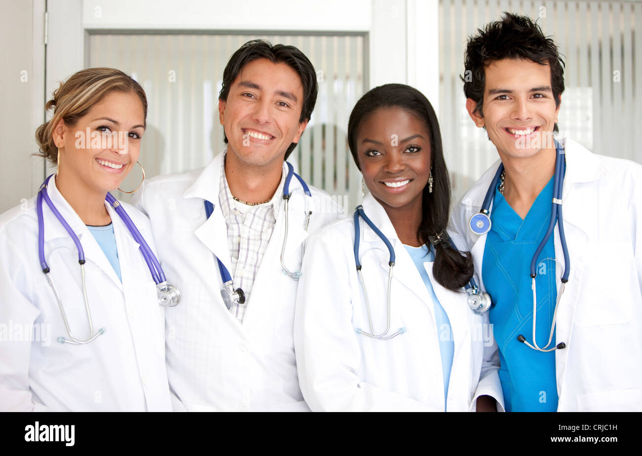 Medical staff standing at the hospital smiling Stockfoto