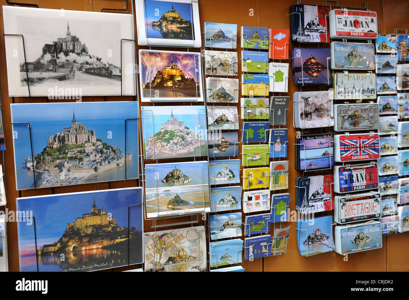 Le Mont Saint Michel Souvenir-Ansichtskarten Stockfoto