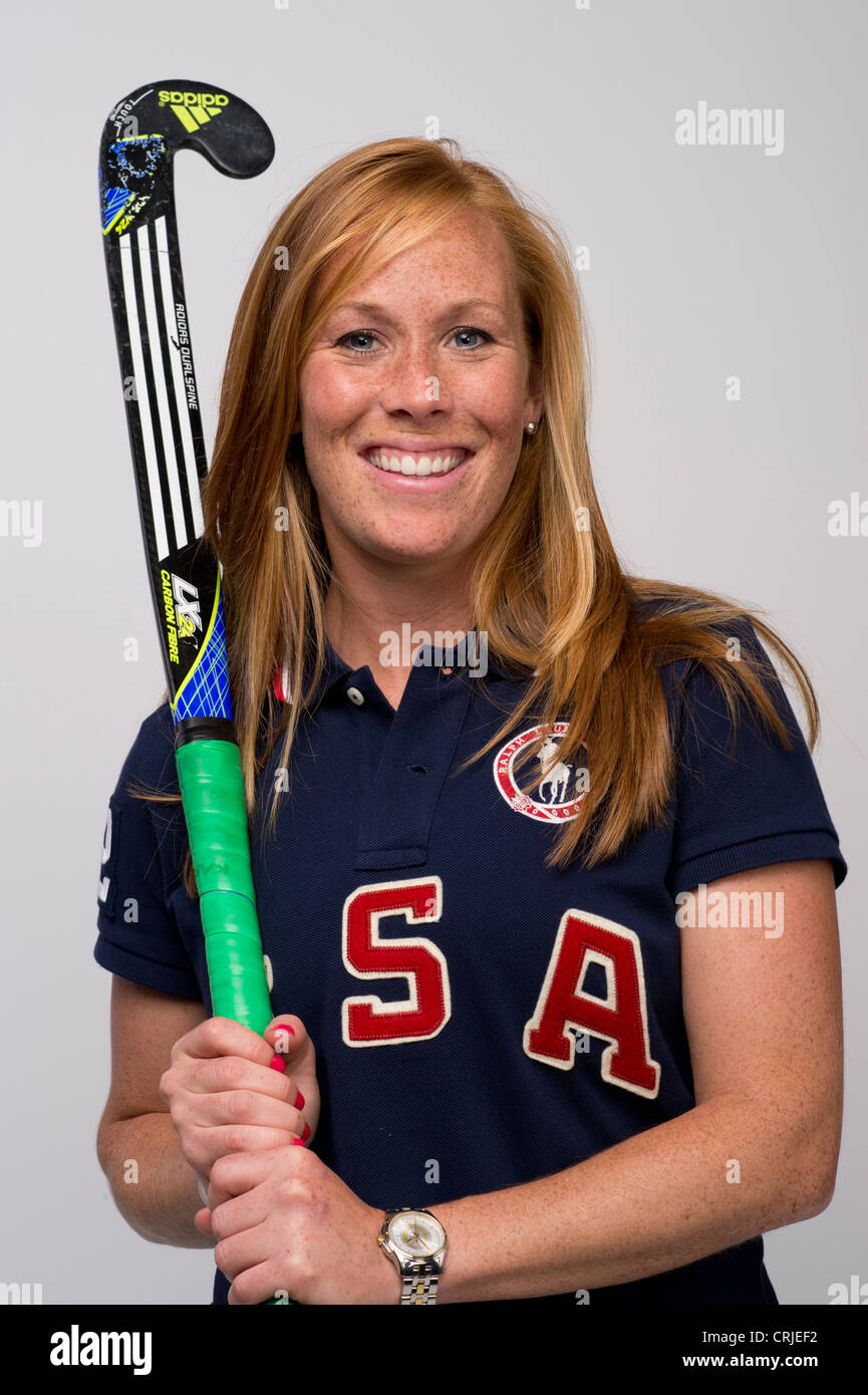 Amerikanischer Hockeyspieler Lauren Crandall auf Team USA Media Summit in Dallas, TX im Vorfeld der Olympischen Spiele 2012 in London Stockfoto