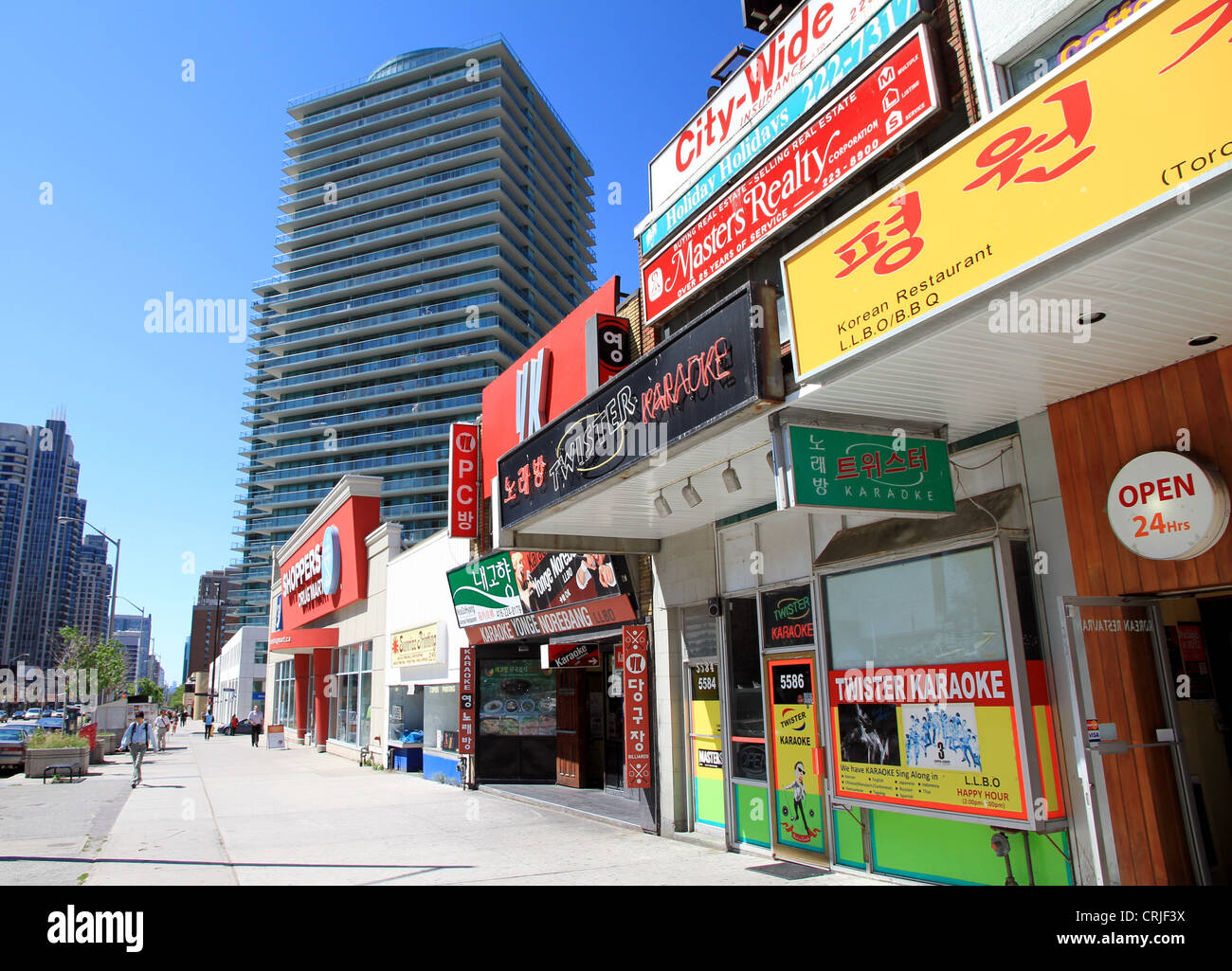 Eine Straßenansicht von Torontos koreanischen Bereich in North York Stockfoto