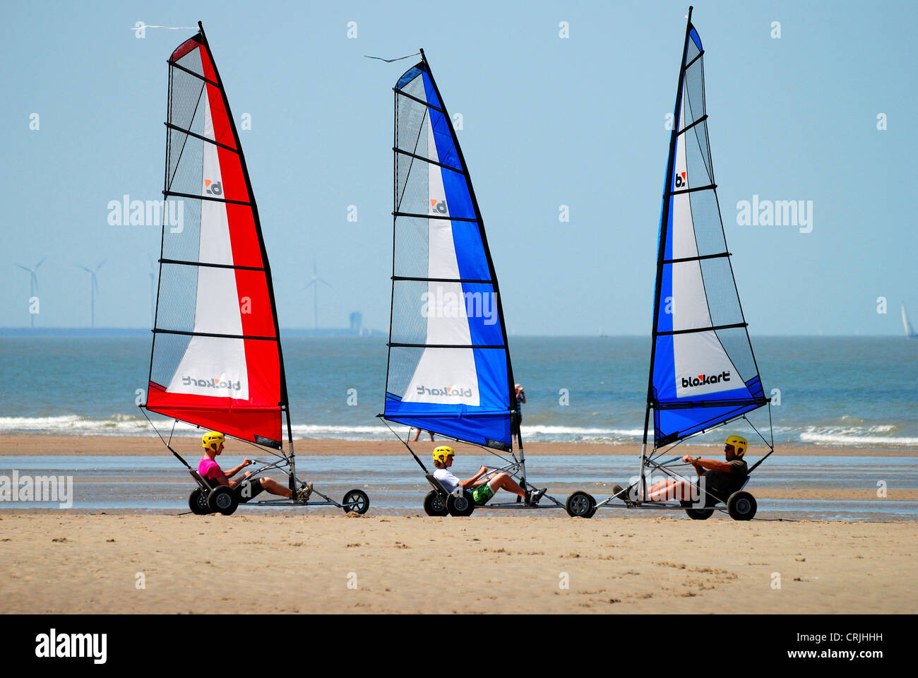 drei Yachten der Landung am Sandstrand, Niederlande, Zeeland, Cadzand Stockfoto