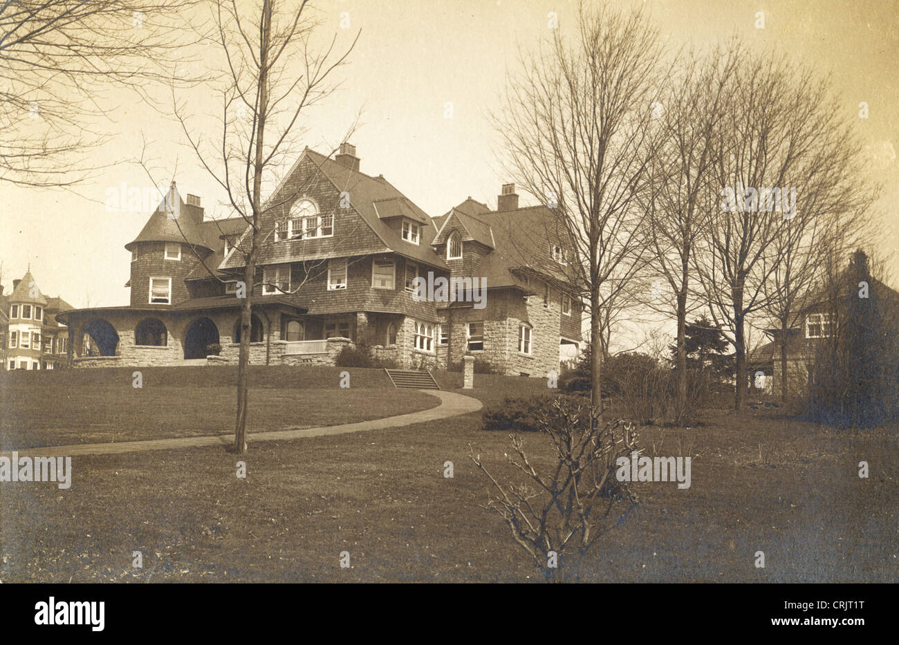 Großen Stein & Shingle Style Mansion Stockfoto