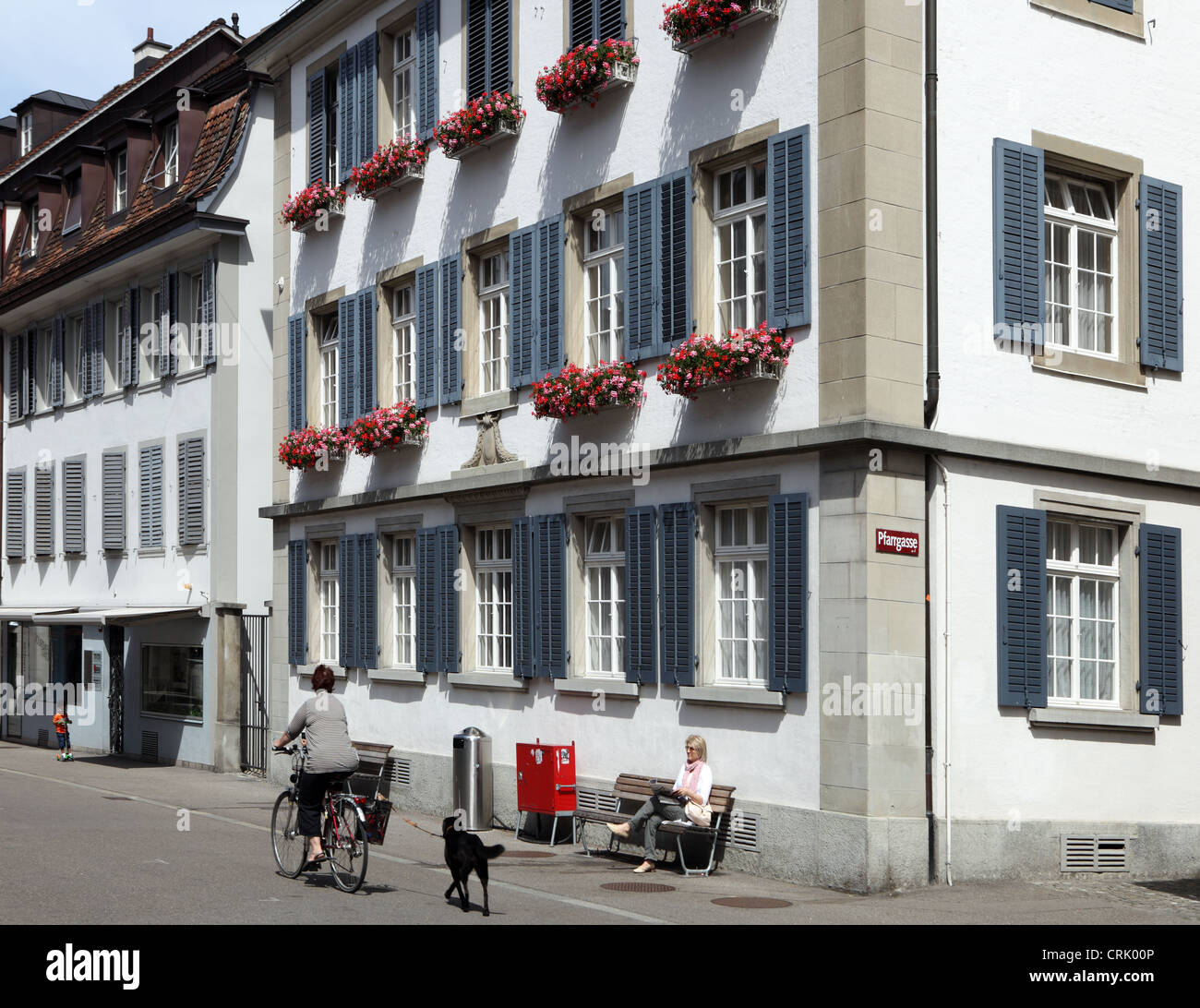 Winterthurer Altstadt, Sonntag Morgen im Juni Stockfoto