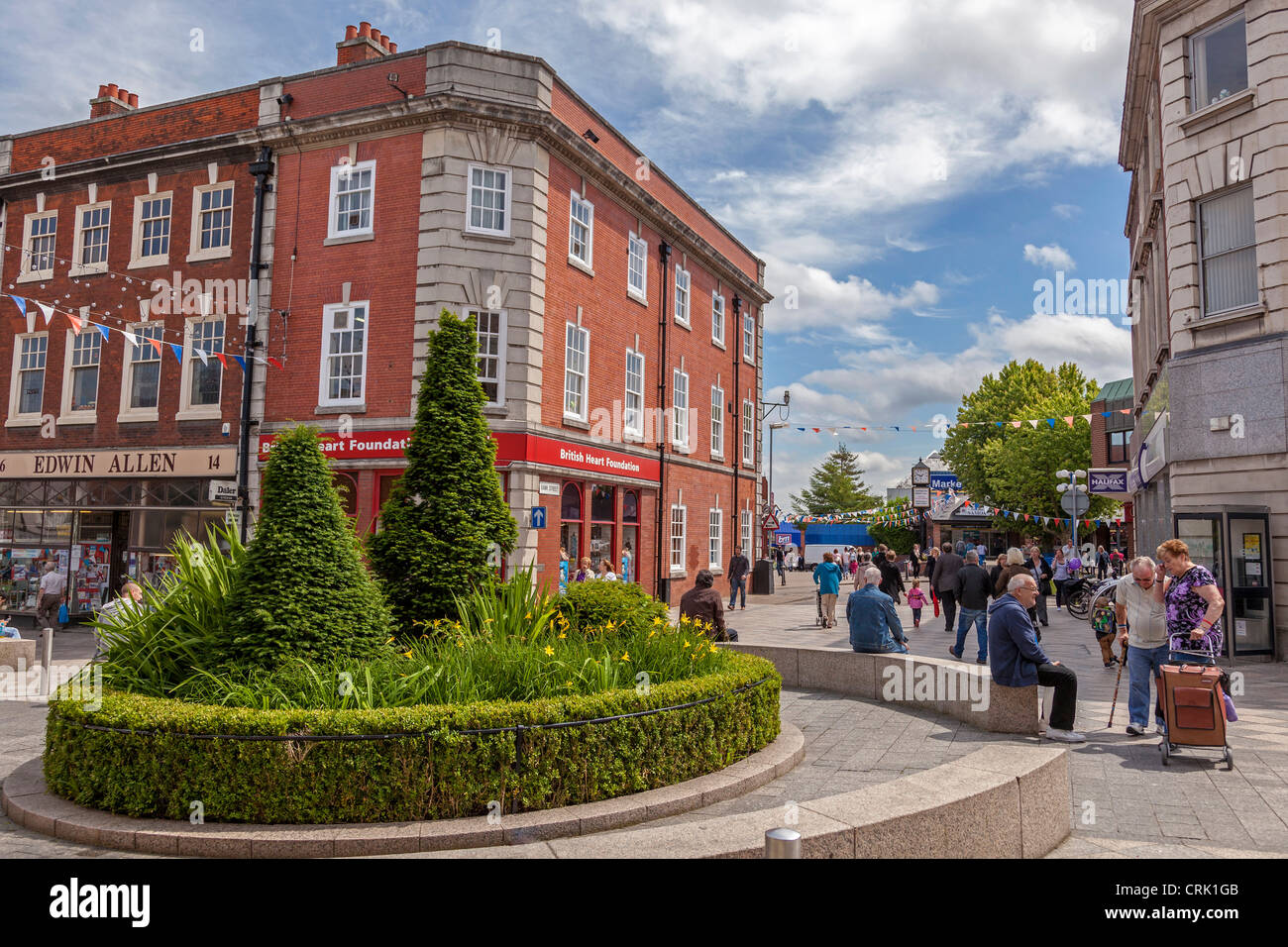 Der Eingang zu Warrington Markthalle. Stockfoto