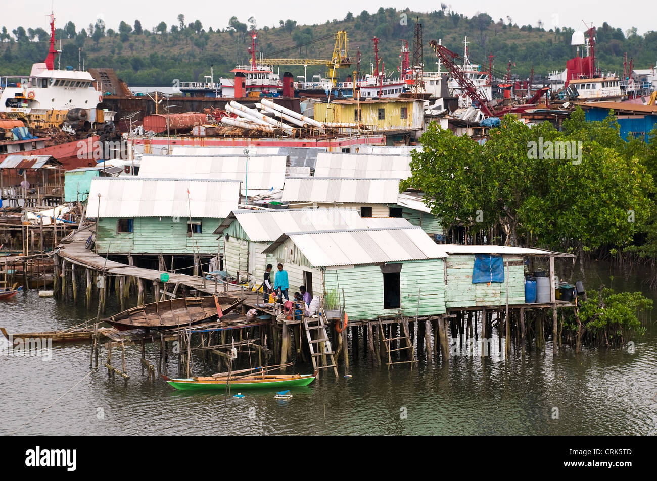 Häuser unter Mangroven Belakang Padang Riau Inseln Indonesien Stockfoto