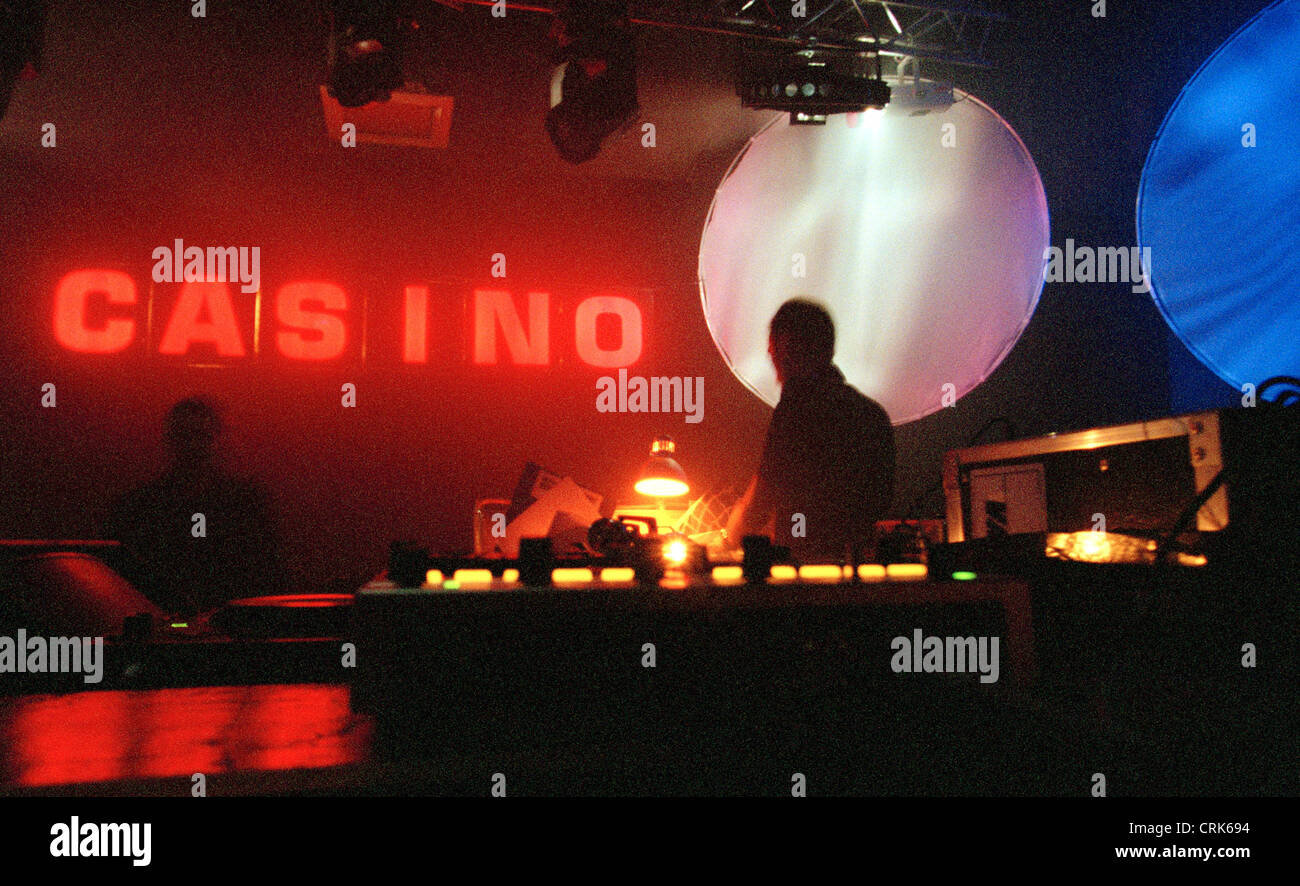 Disc-Jockey bei im Berliner Club Casino Stockfoto