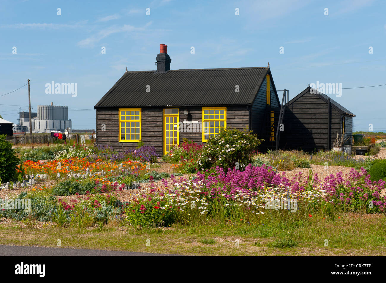 Prospect Cottage und Garten gehörte zu Derek Jarman am Strand von Dungeness, Kent, Großbritannien Stockfoto