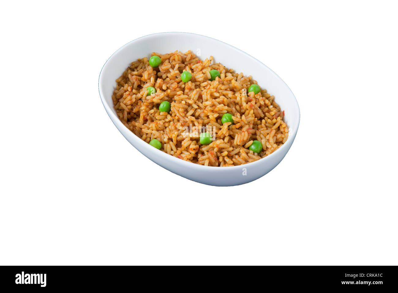 Jollof Rice mit Erbsen westafrikanischen Rezept Stockfoto