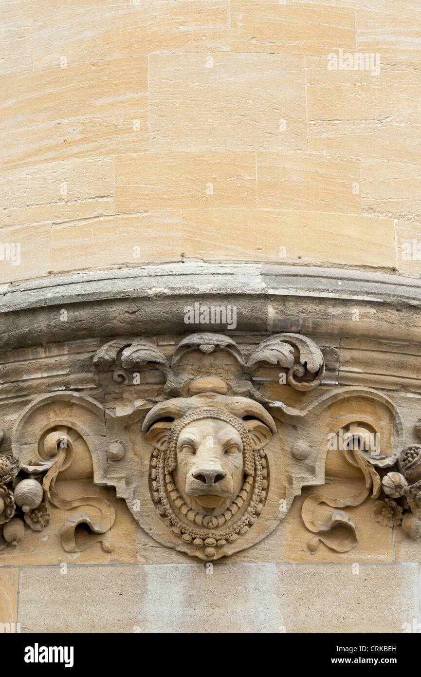 Nandi Bull Steinbildhauen auf alten Indian Institute Gebäude / Geschichte der Bibliothek Fakultät, Universität Oxford Stockfoto