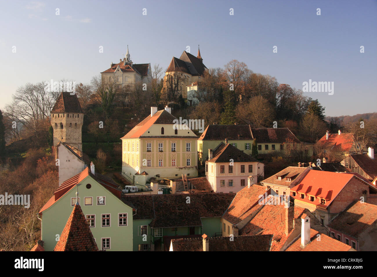 Mittelalterliche Stadt von Sighisoara/Schäßburg, Siebenbürgen, Rumänien Stockfoto