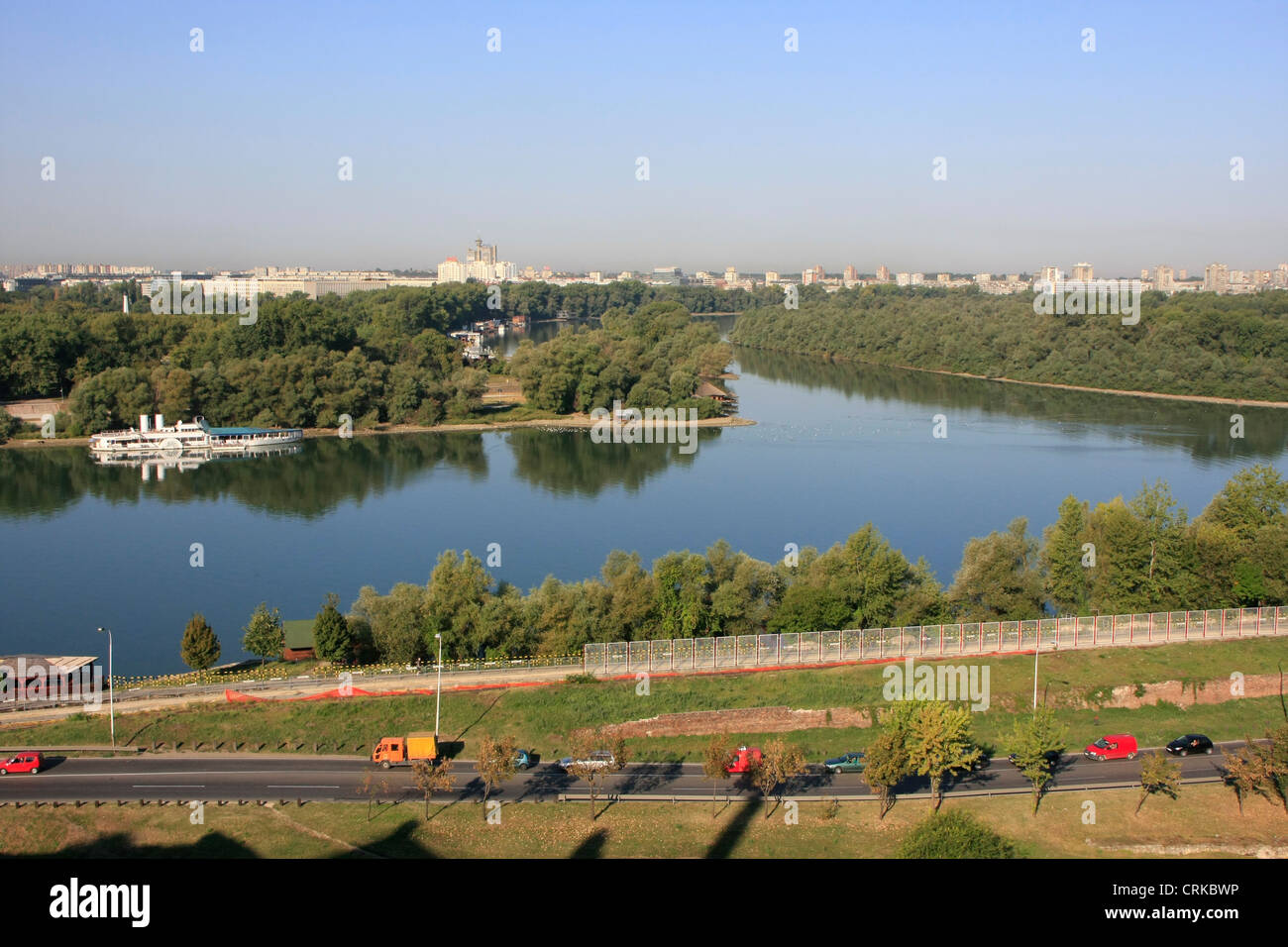 Zusammenfluss von Donau und Sava Flüsse, Belgrad, Serbien Stockfoto