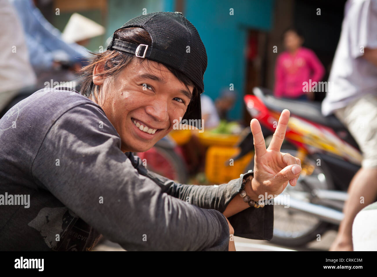 Ein schönes Lächeln in Cho Lon, HCMC, Vietnam Stockfoto