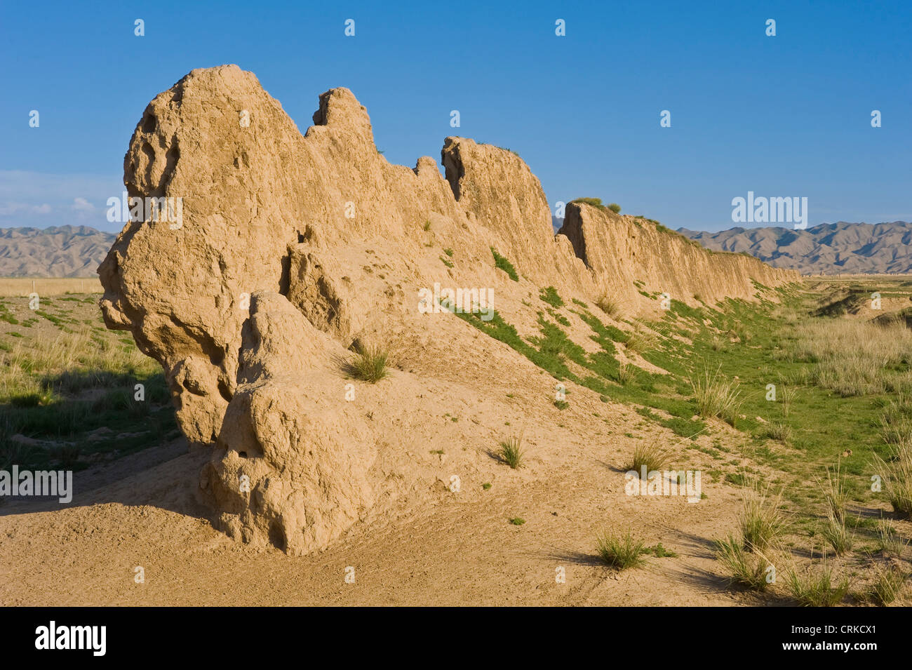 Westende der großen Mauer zeigt die Erosion statt an diesem Abschnitt Stockfoto