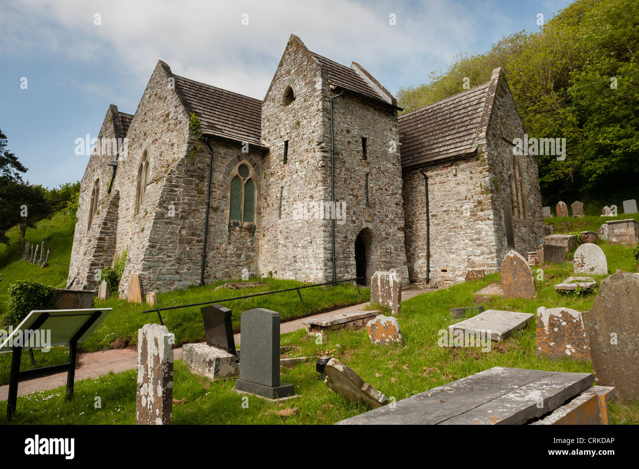 St Isfael / St Ishmael-Kirche, an der Mündung der Tywi in der Nähe von Kidwelly, Carmarthenshire Wales UK Stockfoto