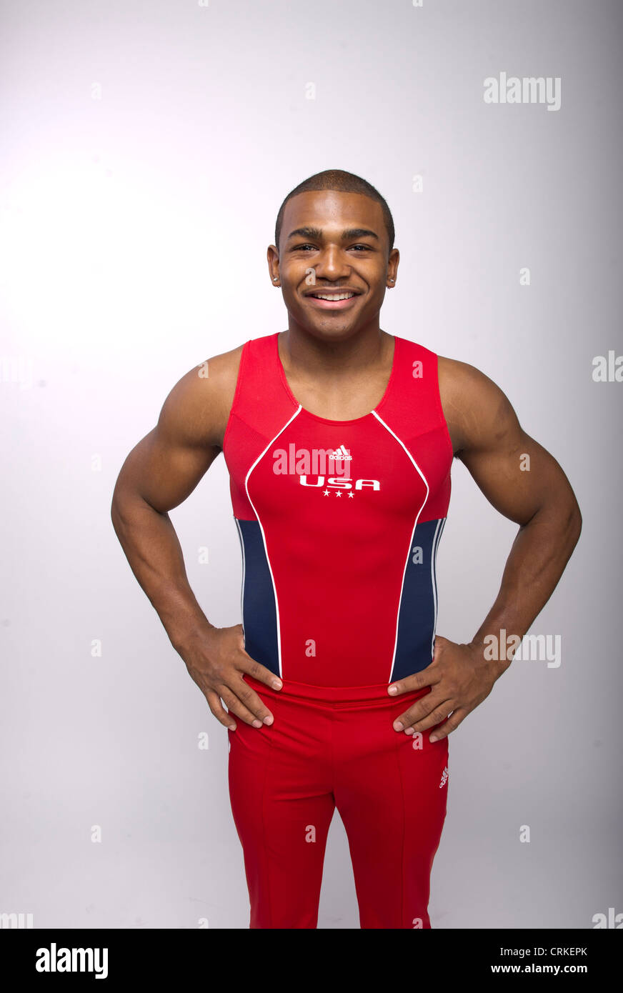 Kubanischer Herkunft und Bronx ansässige John Orozco, USA Turnerin, stellt bei der USOC Media Summit vor den Olympischen Spielen 2012 in London Stockfoto