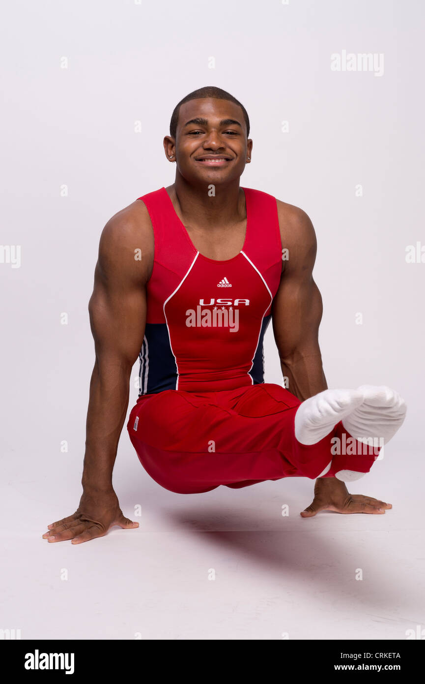 Kubanischer Herkunft und Bronx ansässige John Orozco, USA Turnerin, stellt bei der USOC Media Summit vor den Olympischen Spielen 2012 in London Stockfoto