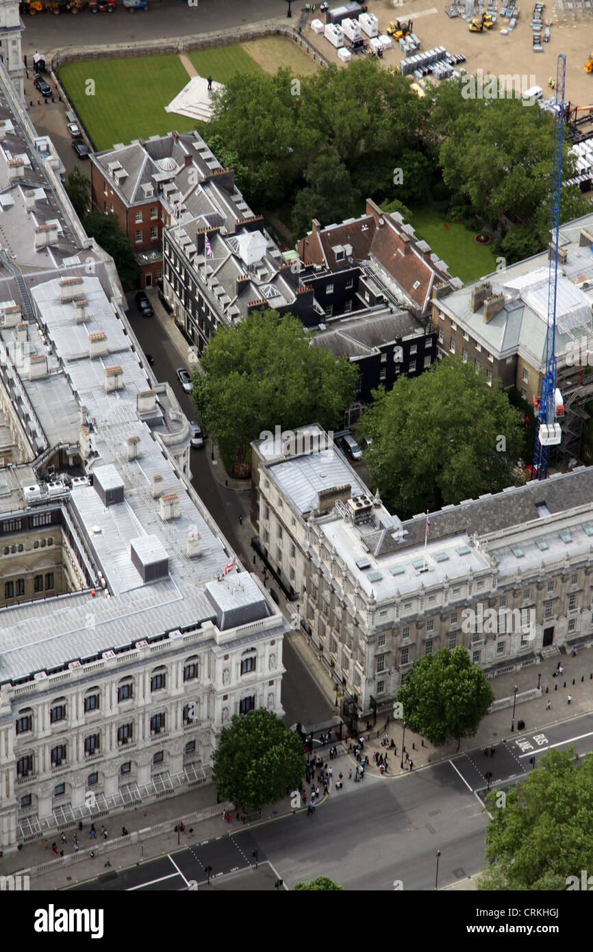 Luftaufnahme der Downing Street, London SW1 Stockfoto