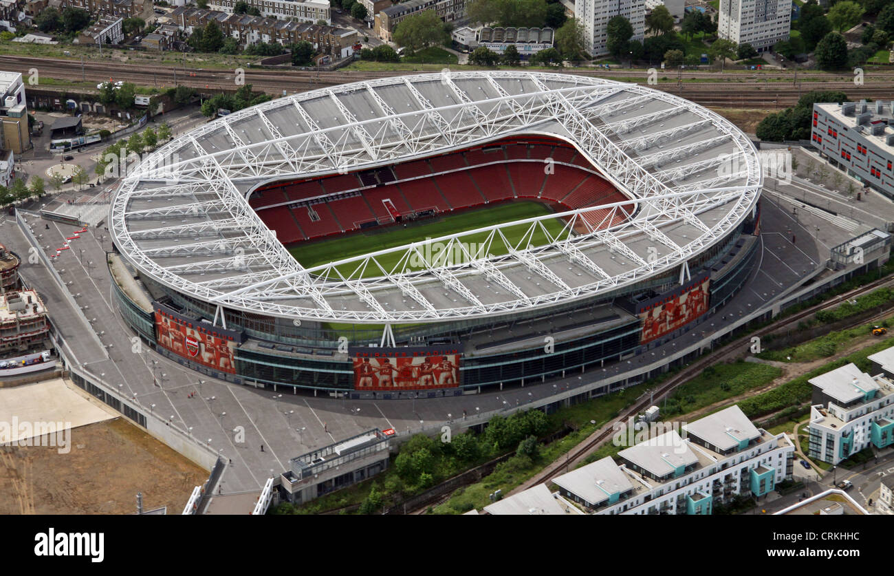 Luftaufnahme des FC Arsenal Emirates Stadium, London N5 Stockfoto