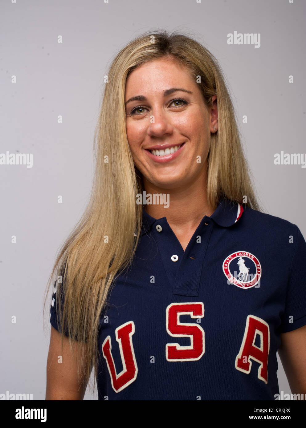 Beachvolleyballspielerin April Ross auf dem Team USA Mediengipfel in Dallas, TX im Vorfeld der Olympischen Spiele 2012 in London. Stockfoto