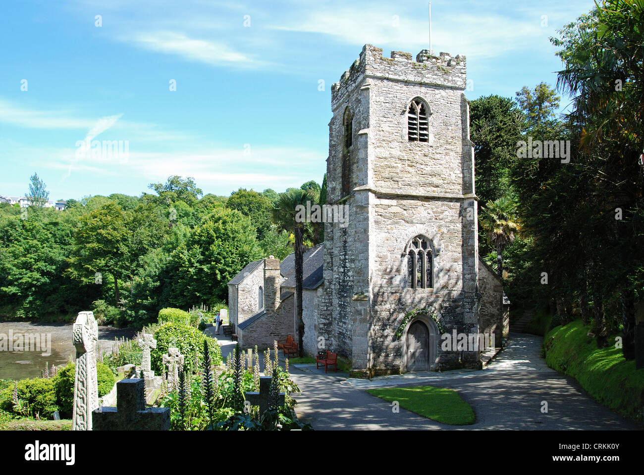 St.Just in Roseland Kirche auf die Roseland Halbinsel in Cornwall, Großbritannien Stockfoto