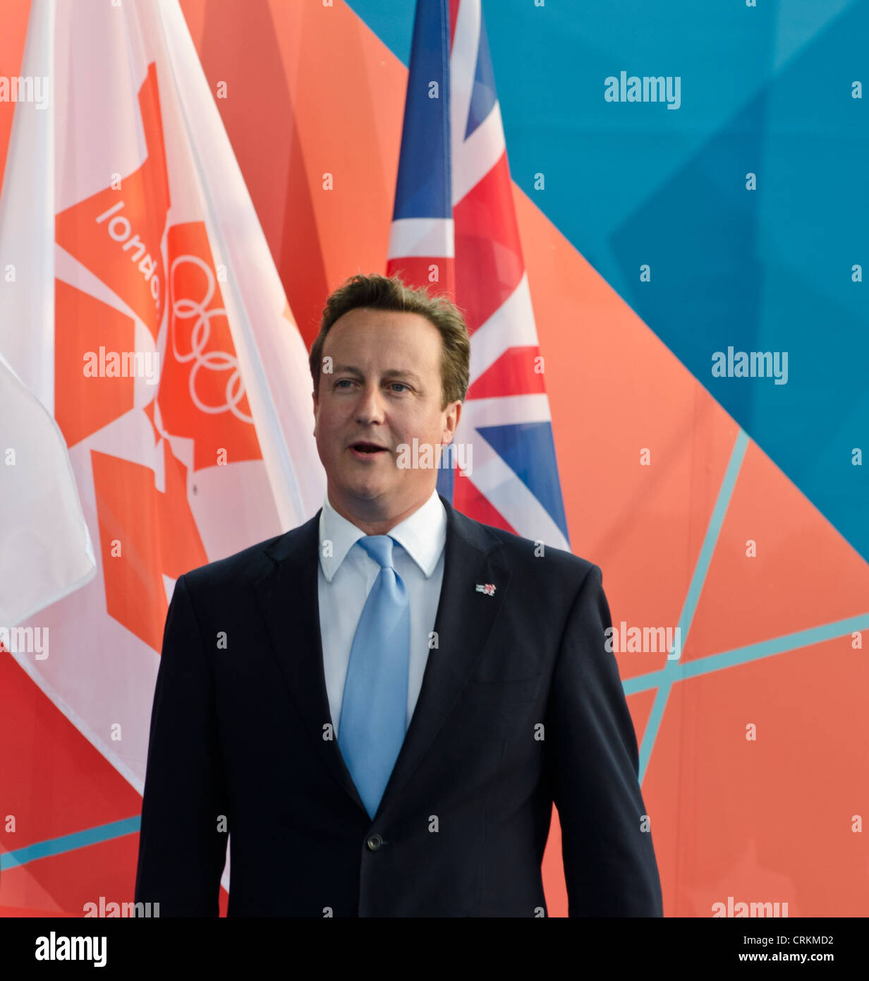 Der britische Premierminister David Cameron '' 1 Jahr vor "London 2012 Olympics Trafalgar Square Stockfoto