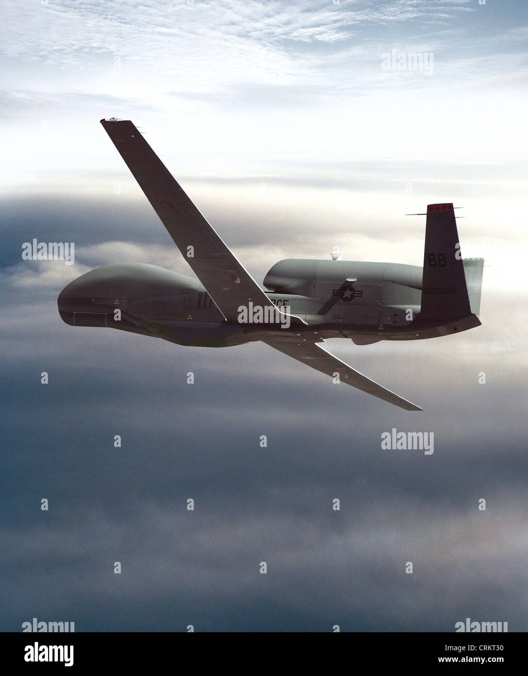 US-Luftwaffe RQ-4A Global Hawk Luftbild Drohne. Die Global Hawk ist ein High-Altitude, Long Endurance unbemannte Luftaufklärung System. Stockfoto