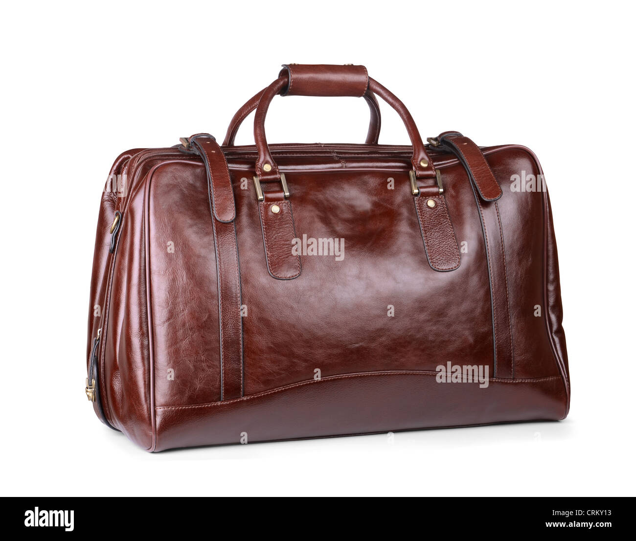 Luxus Leder Reisetasche isoliert auf weiss Stockfoto