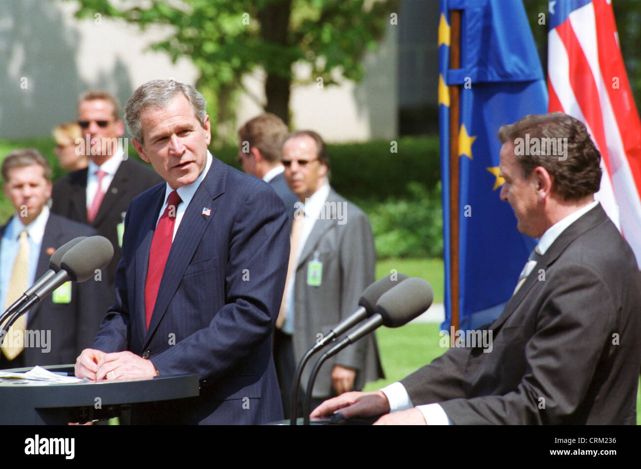 Bush und Schröder Stockfoto