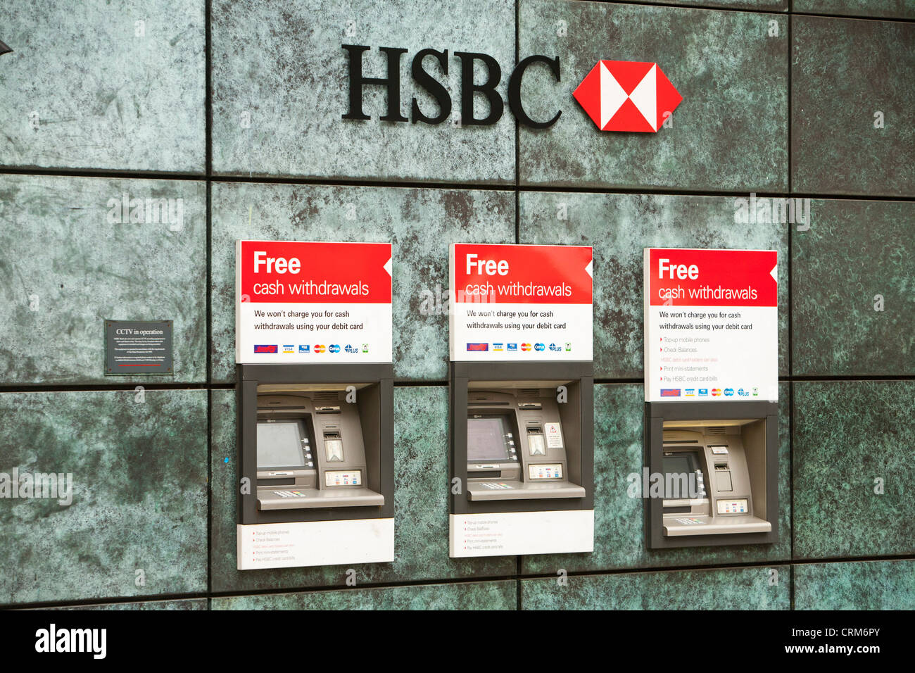 HSBC ATM in London, Vereinigtes Königreich. Stockfoto