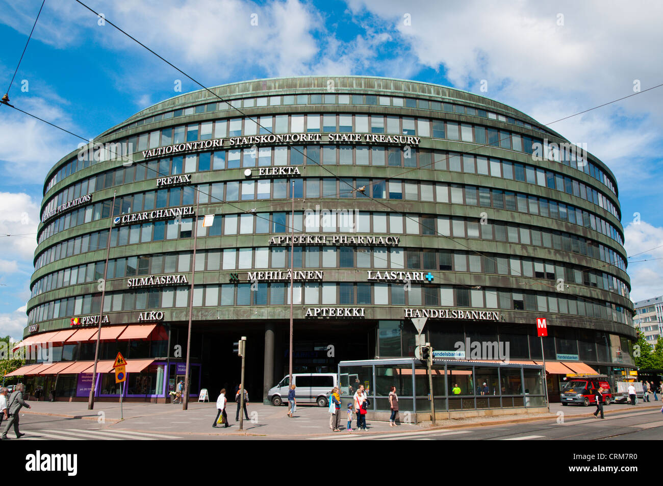 Ympyrätalo Kreis-Haus (1968) im Hakaniementori Quadrat Hakaniemi District Helsinki Finnland Europa Stockfoto