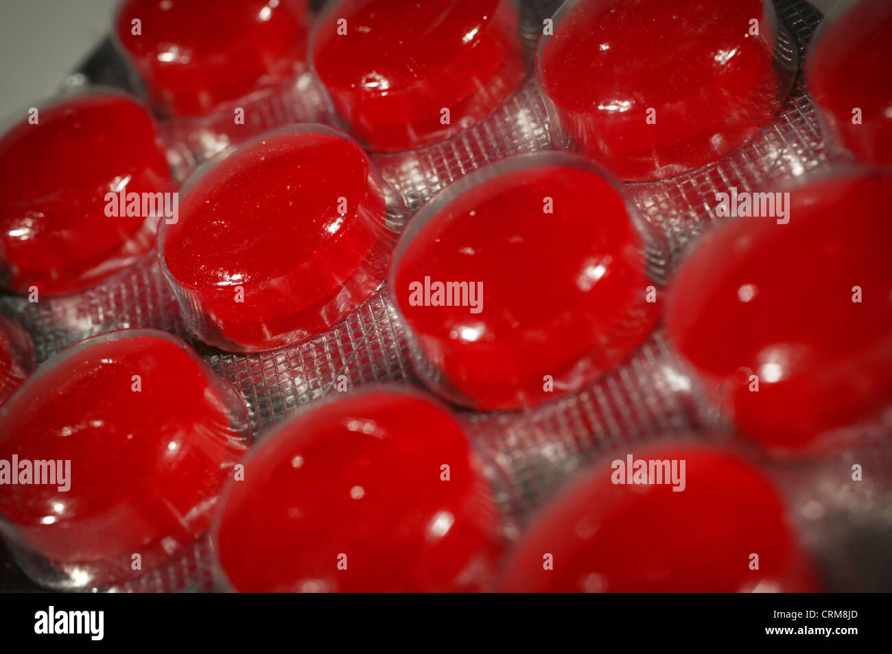 Eine Blase Packung Strepsils antiseptische Hals Lutschtabletten. Stockfoto