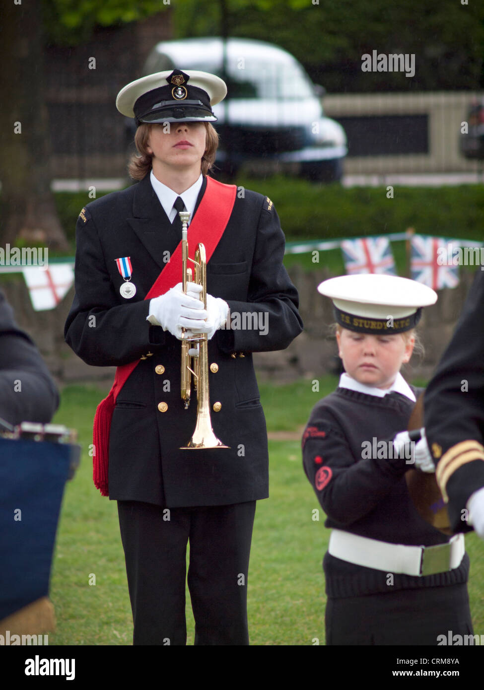 Ein Trompeter mit dem Meer Kadettenkorps. Stockfoto