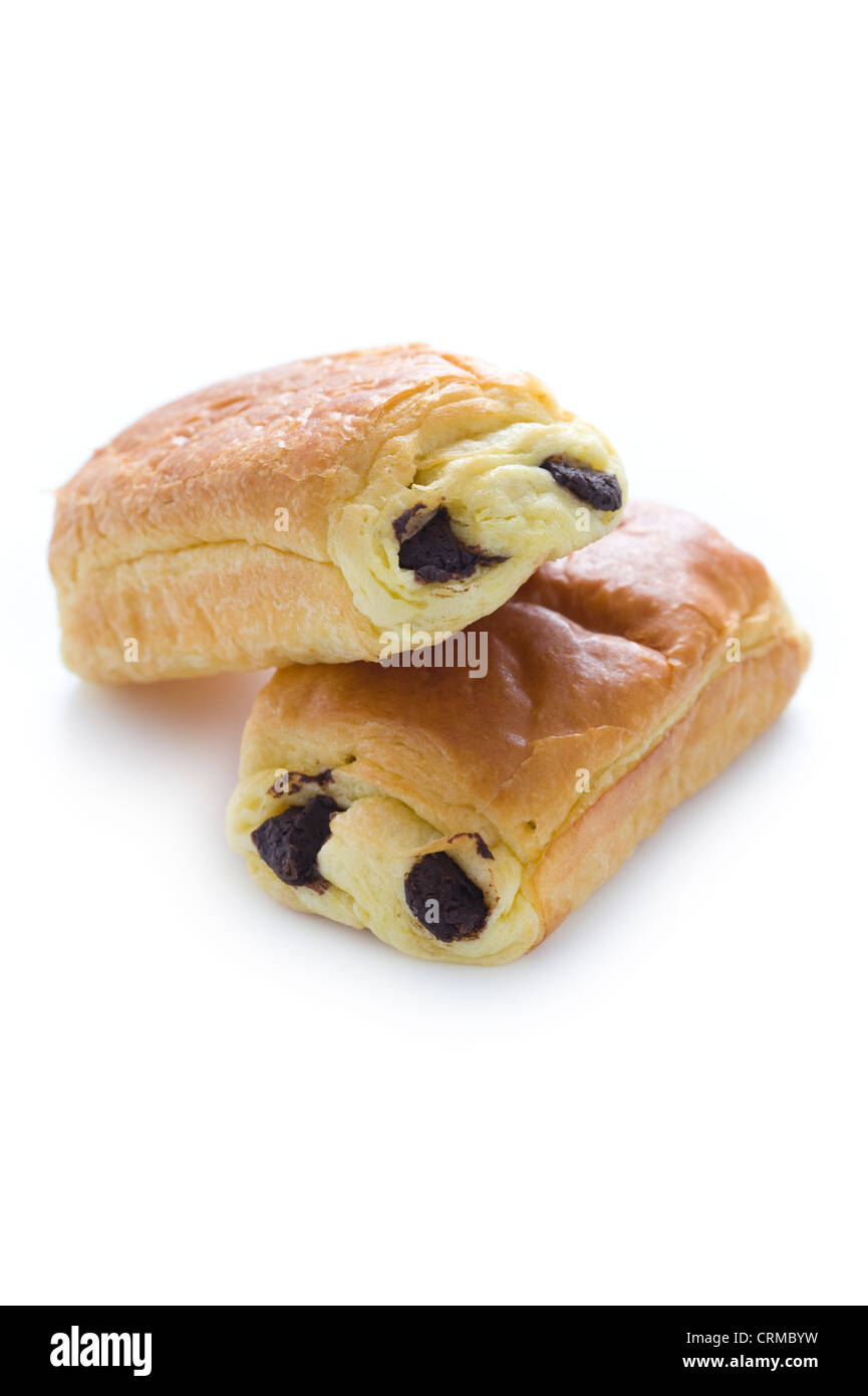 Pain au Chocolat auch genannt eine Chocolatine isolierten Studio gedreht Stockfoto