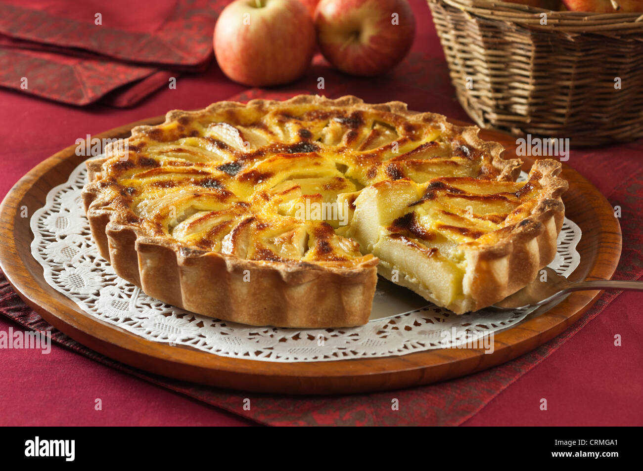 Tarte Aux Pommes À l'Alsacienne Apple tart Alsace-Stil Stockfoto