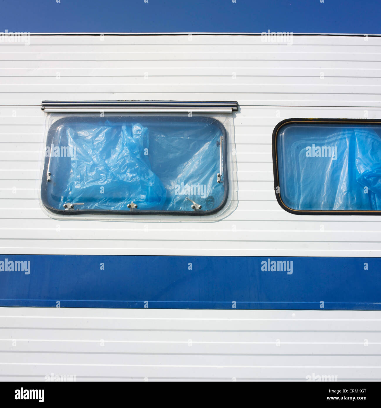 Wohnwagen Fenster Stockfoto