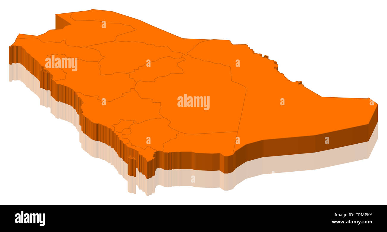 Politische Karte von Saudi-Arabien mit mehreren Provinzen. Stockfoto