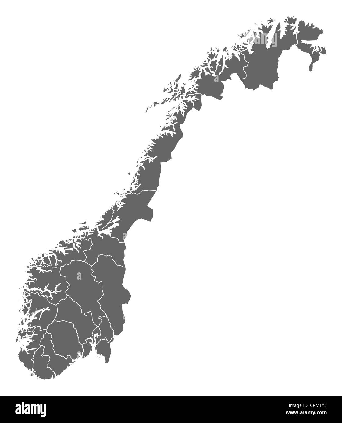 Politische Karte von Norwegen mit der Countys. Stockfoto