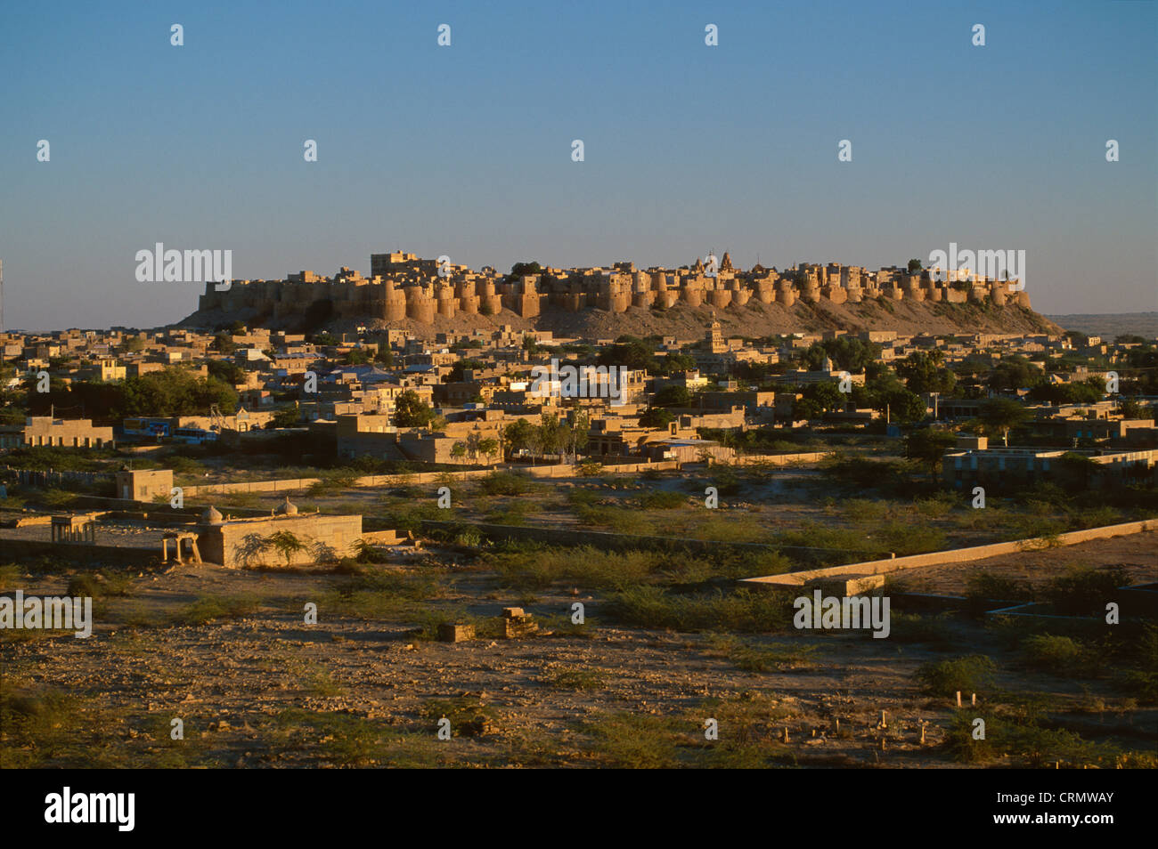 Blick auf die Festung von Sunset Point, Jaisalmer, Rajasthan, Indien Stockfoto
