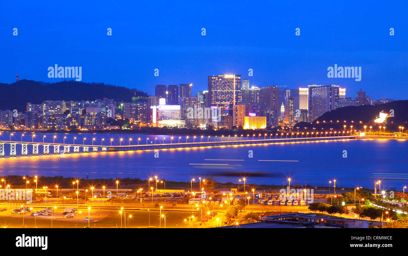 Macau Stadtbild von Brücke und Wolkenkratzer Macao, Asien. Stockfoto