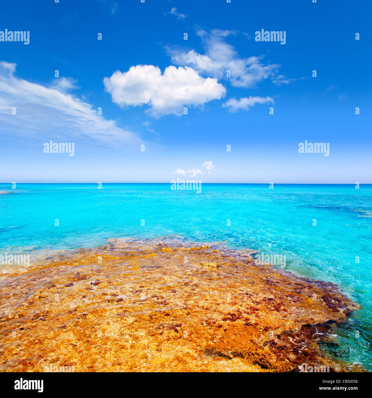 Es Calo Formentera Strand mit türkisfarbenem Meer im Mittelmeer Balearen Stockfoto