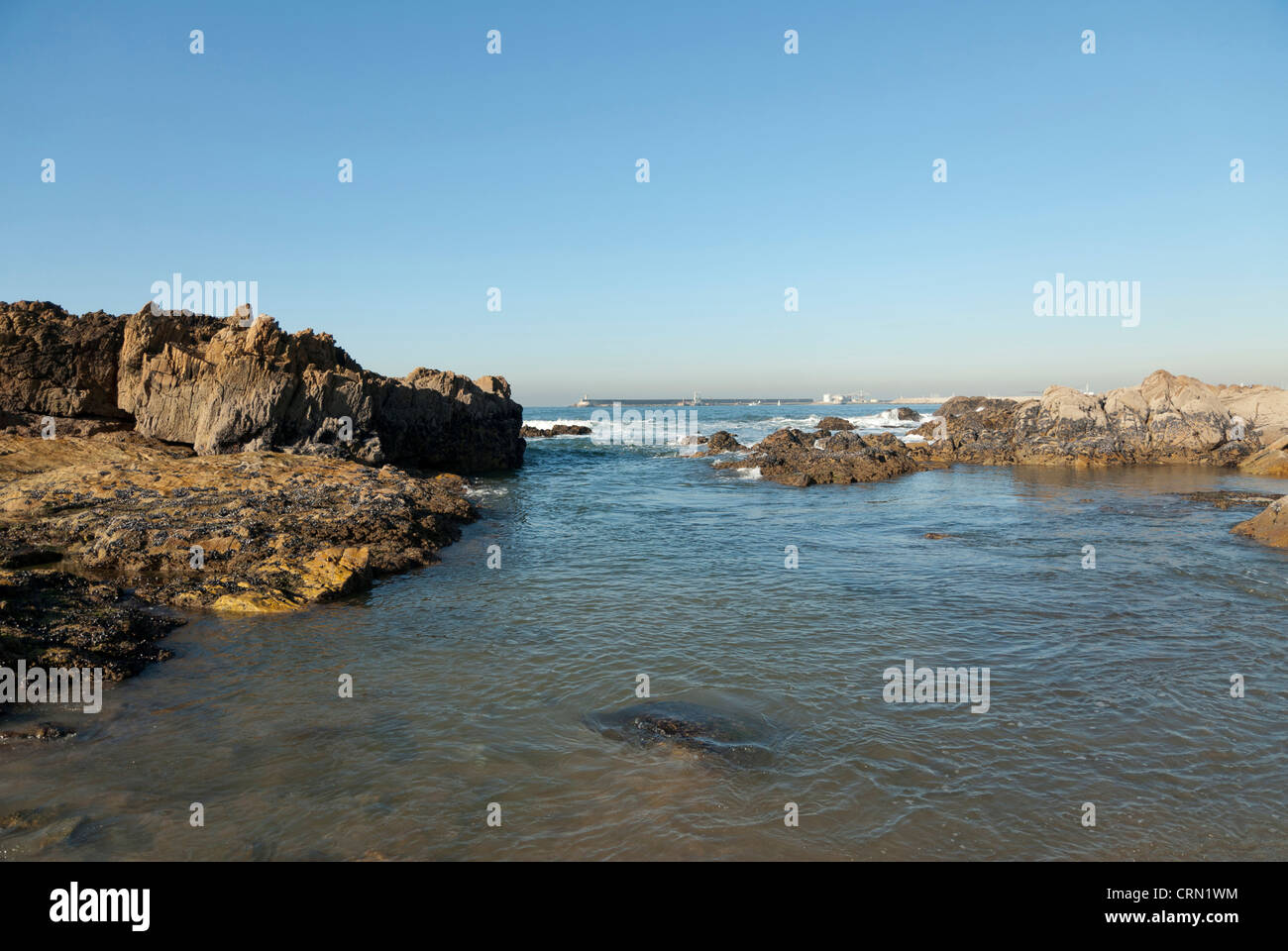 Atlantischen Ozean in der Nähe von Castel Castelo Queijo - Porto Portugal Stockfoto