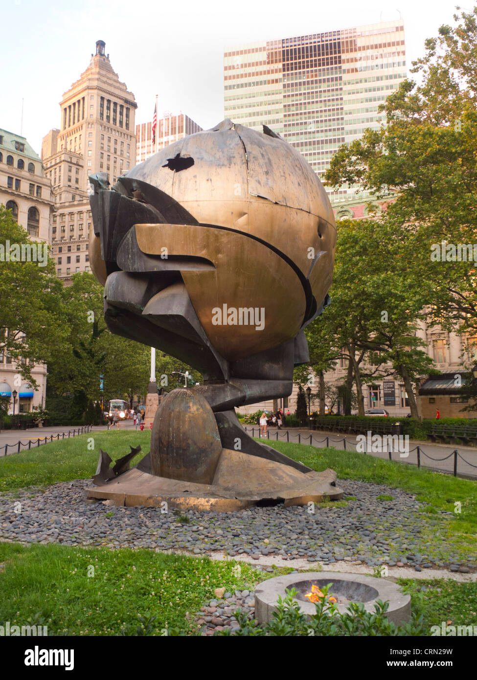 Kugel-Skulptur am World Trade Center Stockfoto