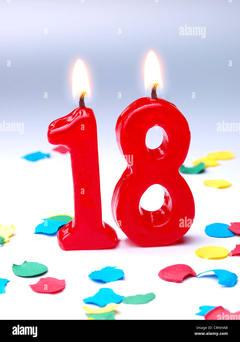 Geburtstag Kerzen zeigen Nr. 18 Stockfoto