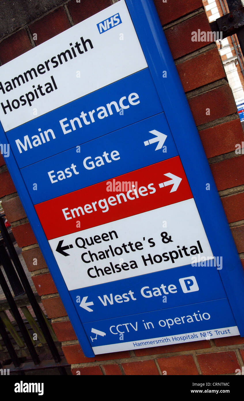 Hammersmith Hospital Zeichen NHS Stockfoto