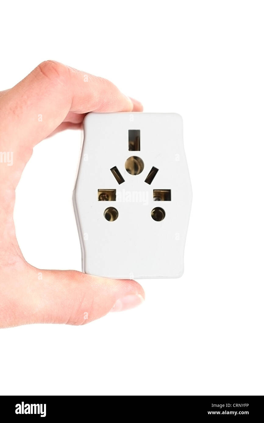 Ein Netzteil, isoliert auf weiss Stockfoto