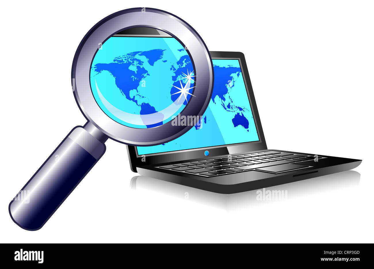 Laptop Internet suchen und finden - Suche im World Wide Web von einem Laptop - Suchmaschine Stockfoto