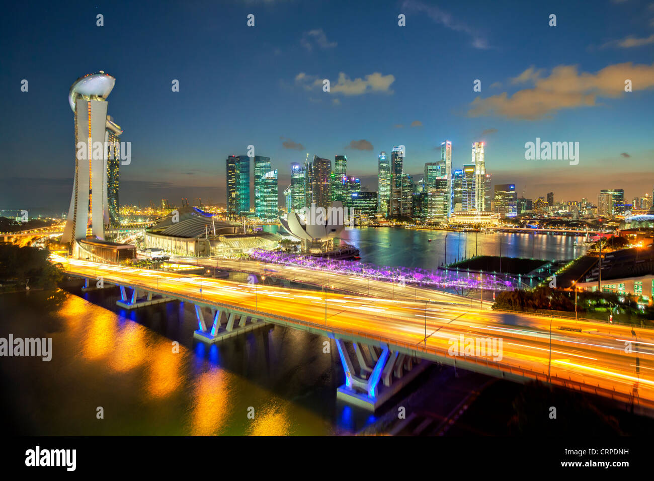 South East Asia, Singapur, erhöhten Blick über das Stadtzentrum und der Marina Bay Stockfoto